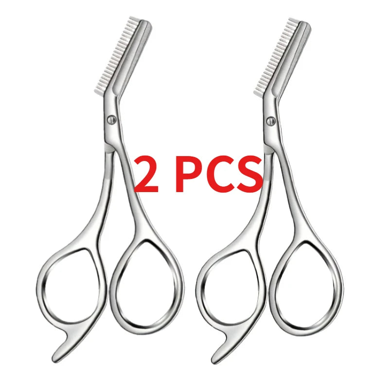 Professional Stainless Steel Eyebrow Scissors with Comb - Hypoallergenic & Ergonomic Grooming Tool