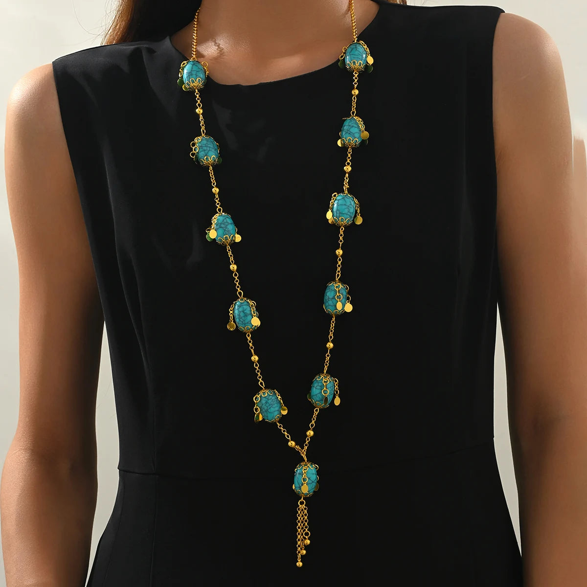 Blue Ethnic Style Pendant Necklace for Formal, Beach, Wedding