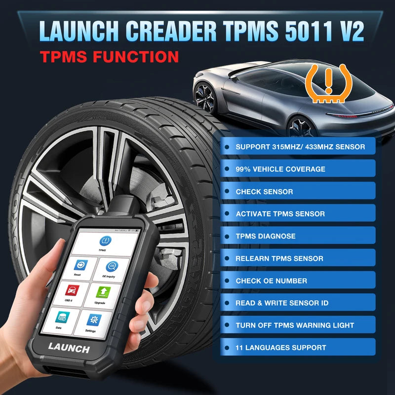 TPMS Diagnostic Tool with 4 Sensors for Vehicle Tire Pressure Monitoring