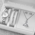 Fashion Women Watch Jewelry Set with Quartz Analog Watch and Accessories