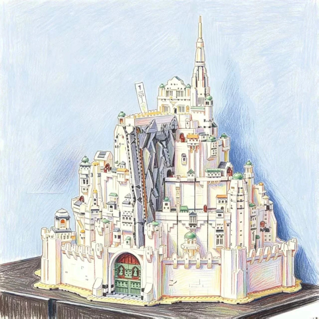 Large White Castle Model Toy Set - Educational Building Blocks for Kids, Birthday & Christmas Gift