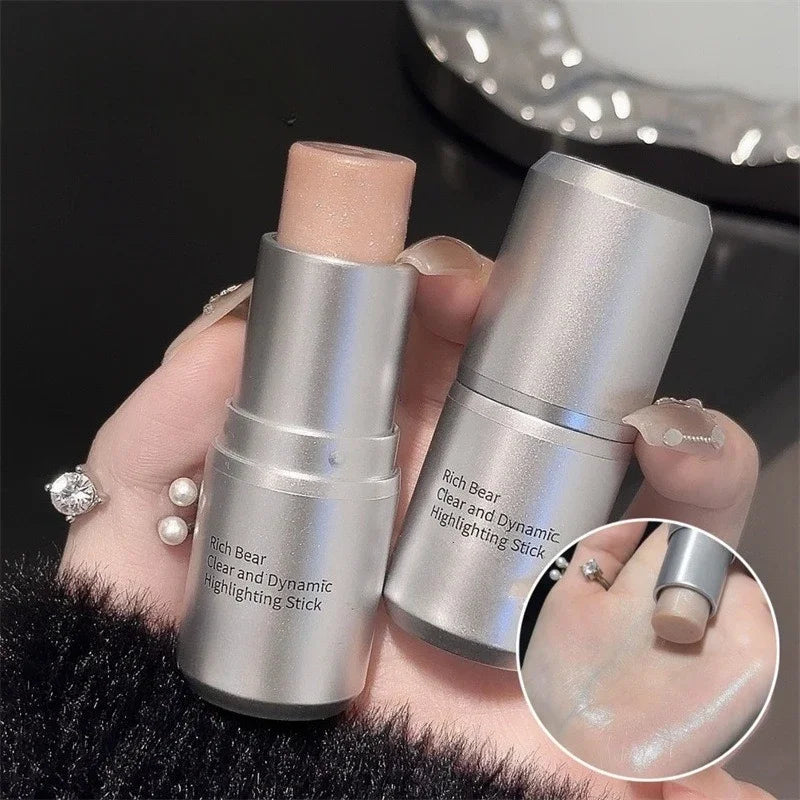 3-in-1 Highlighter Stick with Dewy Finish and Shimmer for Face Makeup