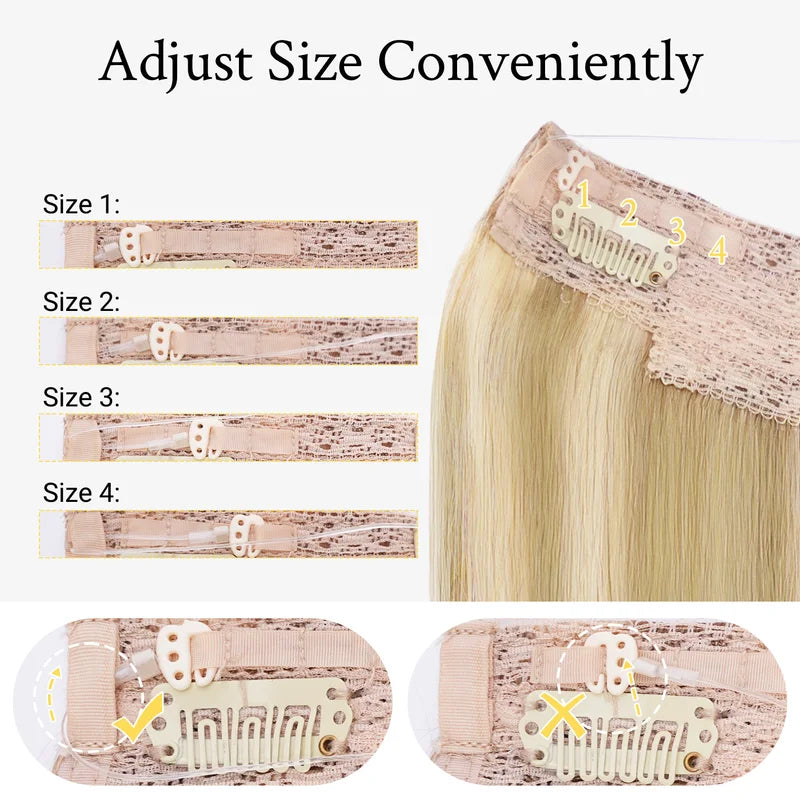 Human Hair Clip-In Weft Extensions - Natural Straight Fish Line Hair for Women