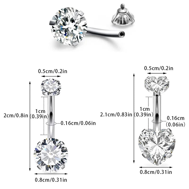 10Pcs Surgical Steel Multi-Shape Navel Rings Body Piercing Jewelry Set