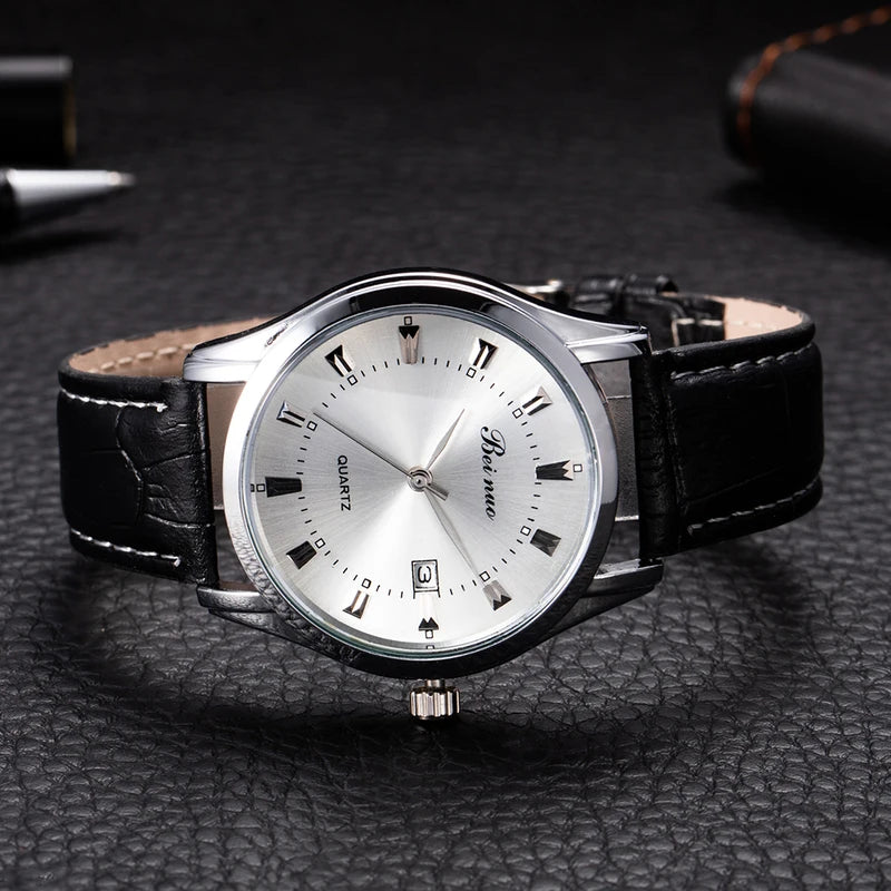 Men's Luxury Quartz Watch with Leather Band - Business & Fashion Accessory