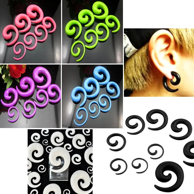 Multicolour Acrylic Ear Plugs & Tapers Set for Stretching - 1.6mm to 10mm