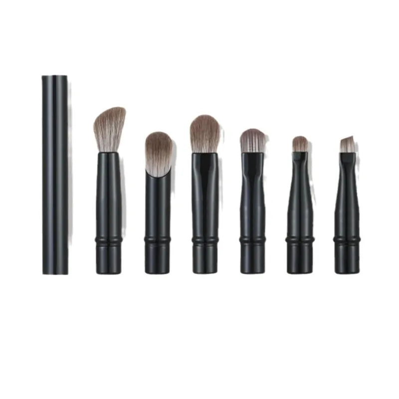 Mini Travel Makeup Brush Set 6pcs with Detachable Handles for Face Eyeshadow