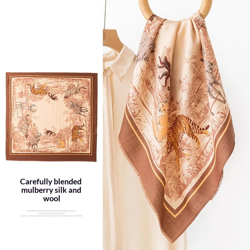 Lightweight French Style Wool Silk Scarf - Spring & Summer Air Conditioning Shawl