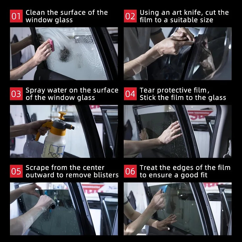 Black Privacy Window Film - Heat Rejection UV Blocking Static Cling for Car & Home