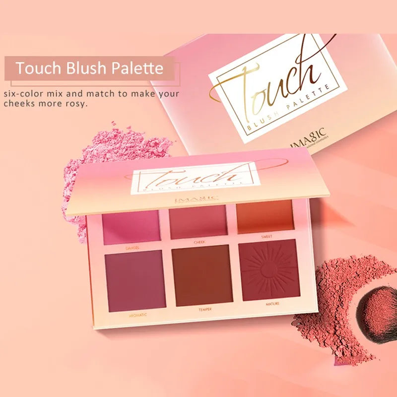 6-Color Blush Palette - Natural, Waterproof & Long-Lasting Makeup Kit