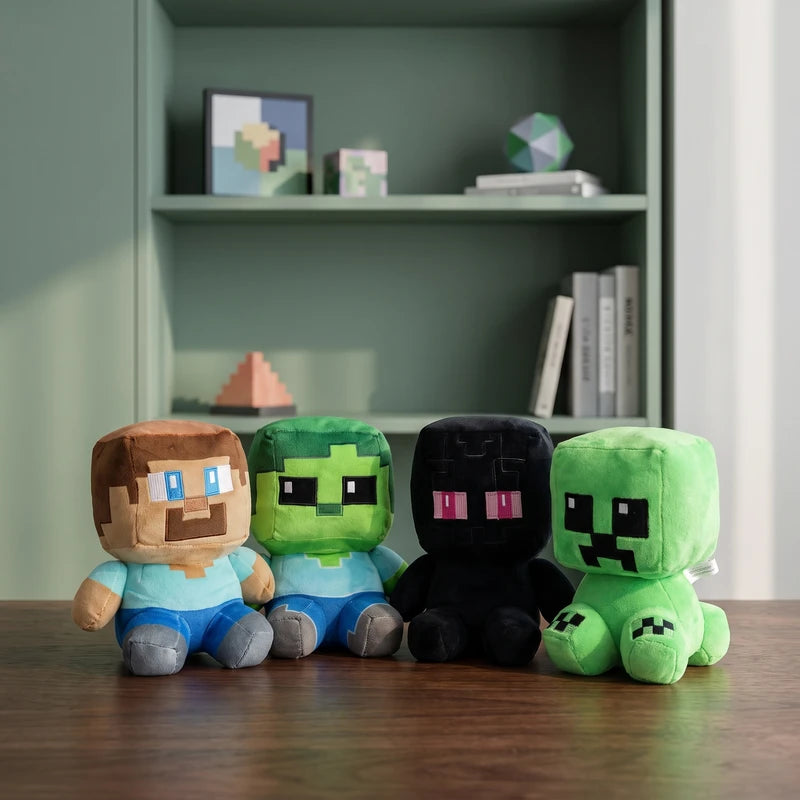 Pixel World Creeper Zombie Plush Toy - Collectible Game Character Doll for Home Decor