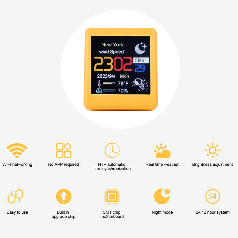 Mini Wifi Weather Station Digital Display - Temperature Humidity Clock