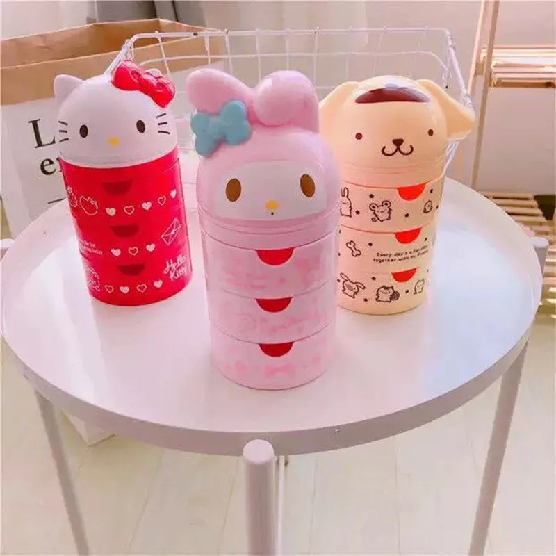 Cute Cat Makeup & Jewelry Organizer - 3-Layer Drawer Storage Box, Kawaii Style