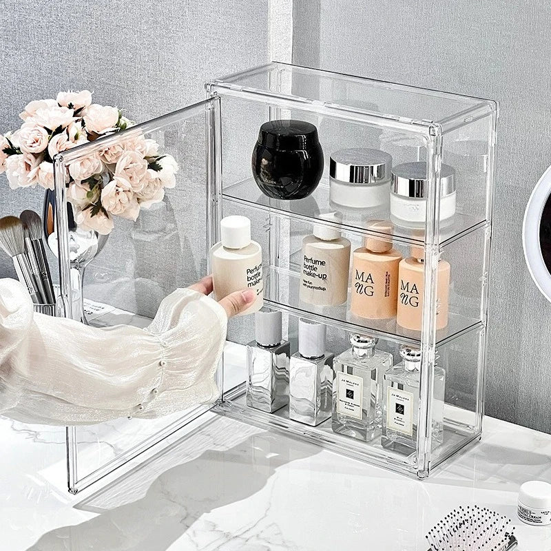 Acrylic Makeup Organizer Dustproof Storage Box with Display Case