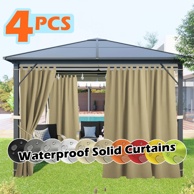 Outdoor Waterproof UV-Resistant Curtain Panels for Porch Pergola Gazebo