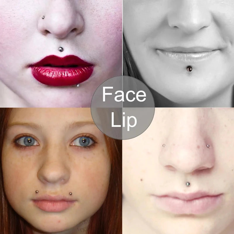 Fake Facial Piercing Stick-On Jewelry Set - 180PCS Non-Piercing Face Accessories