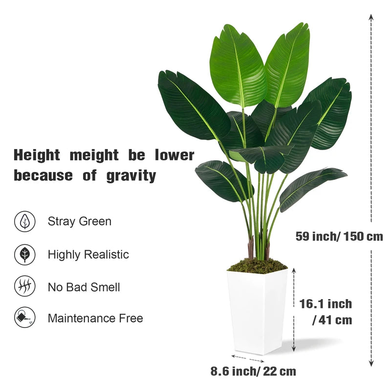 125cm Bird of Paradise Artificial Plant - Faux Tropical Tree with White Planter