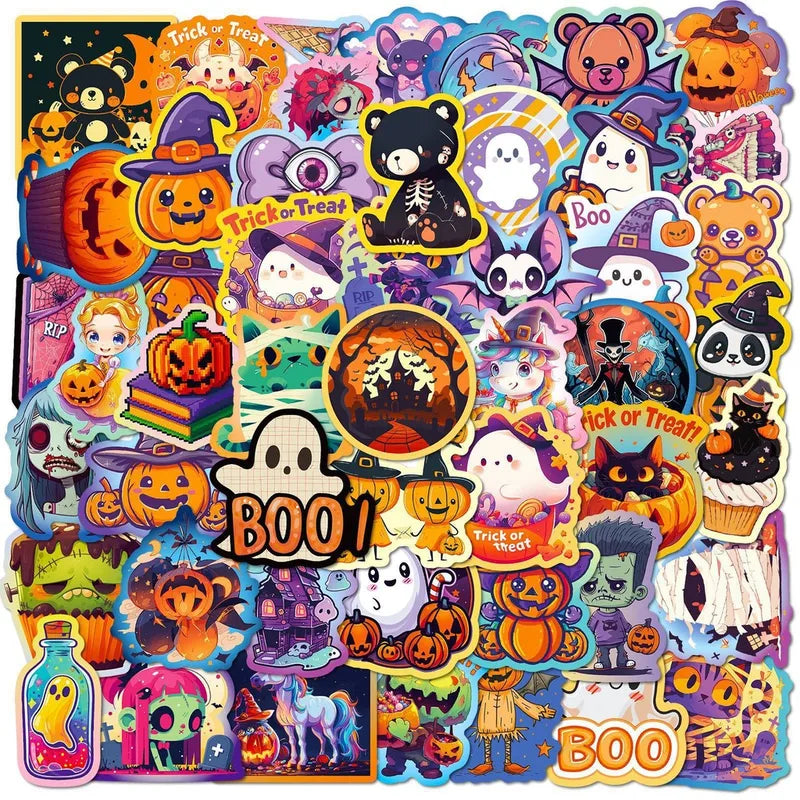 50PCS Halloween Graffiti Stickers - Pumpkin Bat Castle DIY Luggage Decor