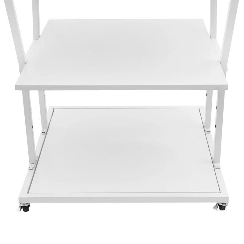 Adjustable 3-Tier Printer Stand with Locking Wheels - Home Office Storage Cart