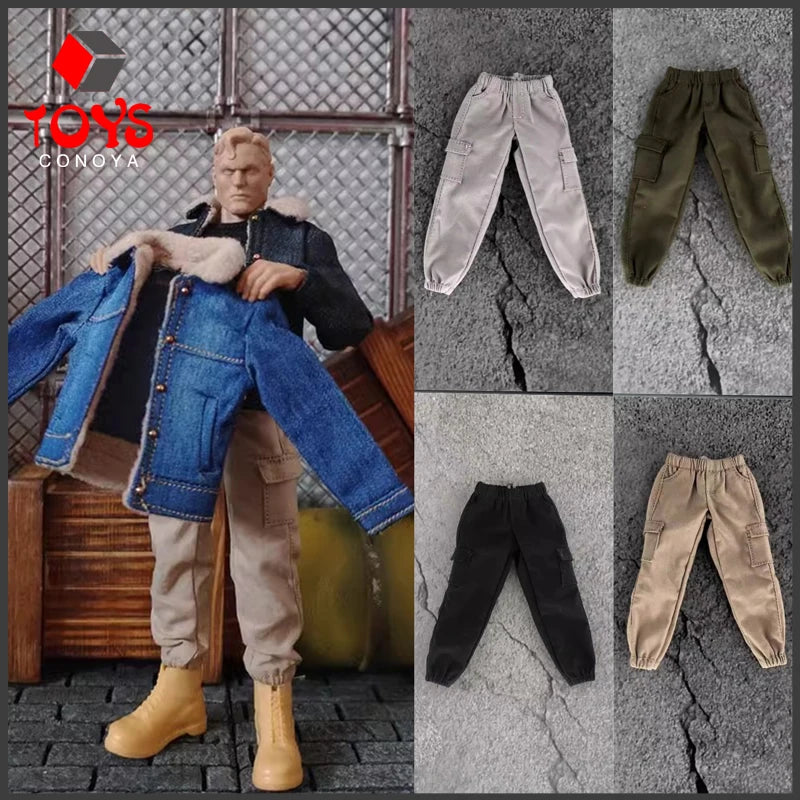 1/12 Scale Male Action Figure Pants Casual Trousers with Pockets for Doll Accessories