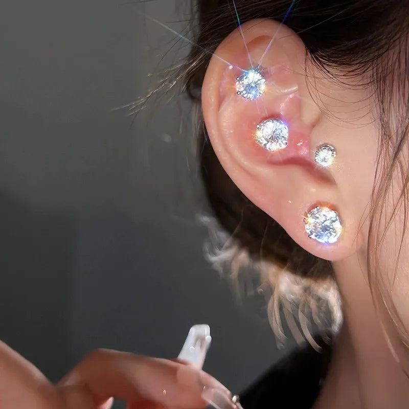Magnetic Earring Clips Set - Non-Perforated Punk Zircon Jewelry for Men and Women