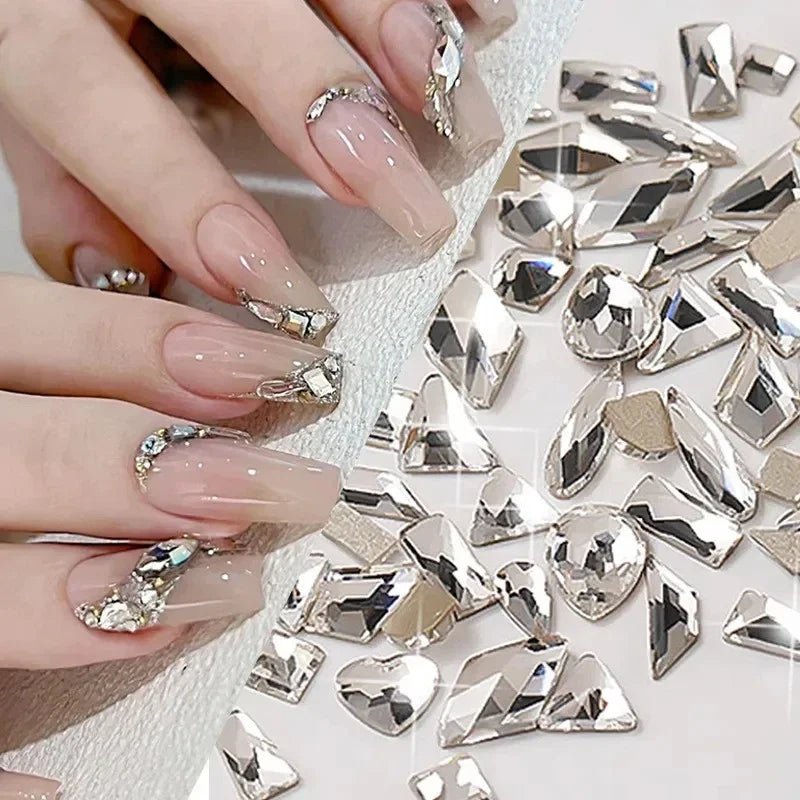 Crystal White Nail Art Rhinestones Flatback Gems for 3D Decoration - 50/200PCS