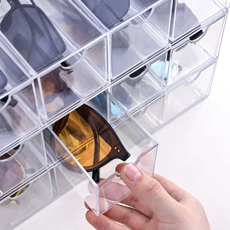 Multifunctional Transparent Acrylic Storage Box for Glasses Jewelry Stationery Drawer Organizer