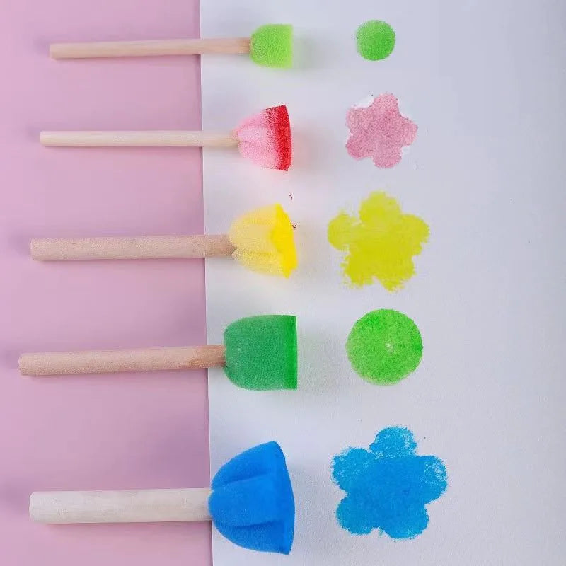 Mini Colorful DIY Painting Sponge Brush Set for Kids Arts and Crafts - 5 Pieces