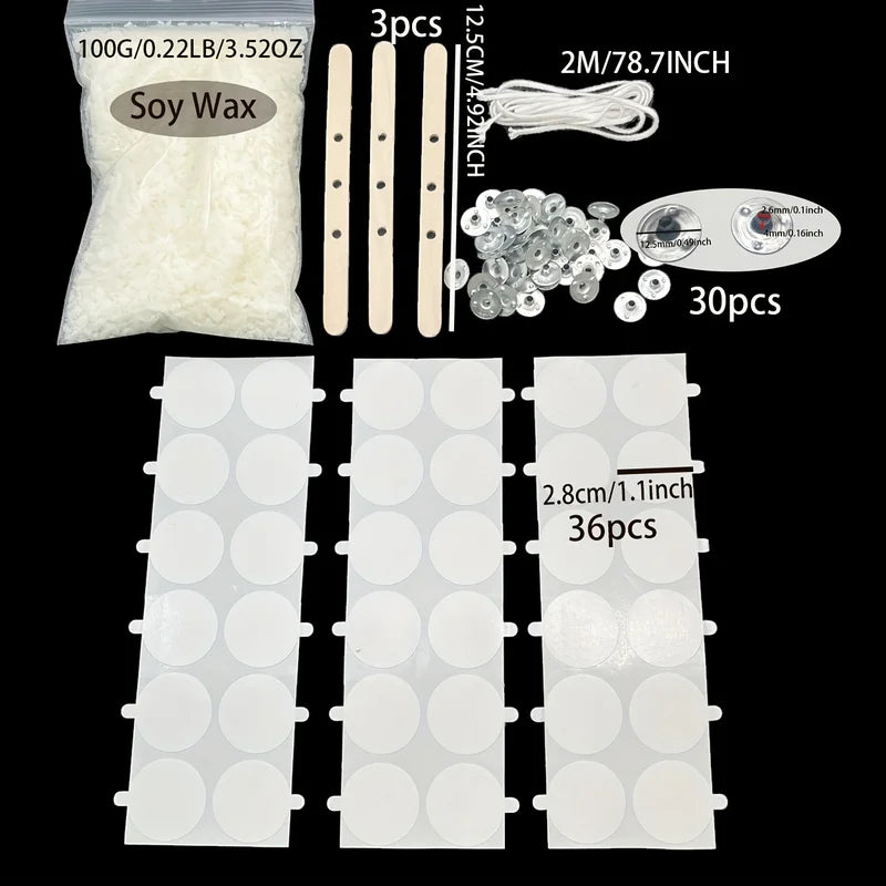 DIY Candle Making Kit with Soy Wax and Metal Wicks - Scented & Smokeless - 100G