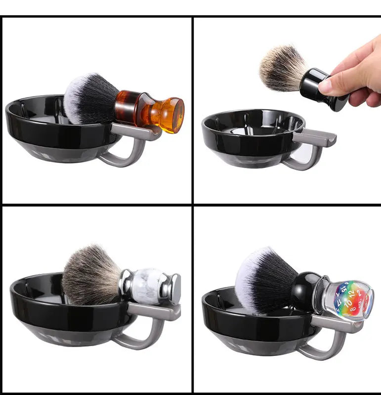 Shaving Bowl with Brush Holder - Wet Shaving Foam Soap Dish & Tool