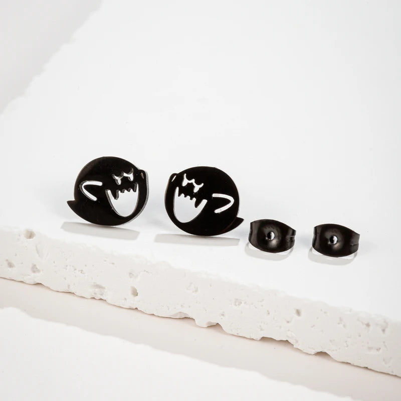 Cute Cartoon Ghost Earrings Set - Halloween Jewelry Minimalist Studs