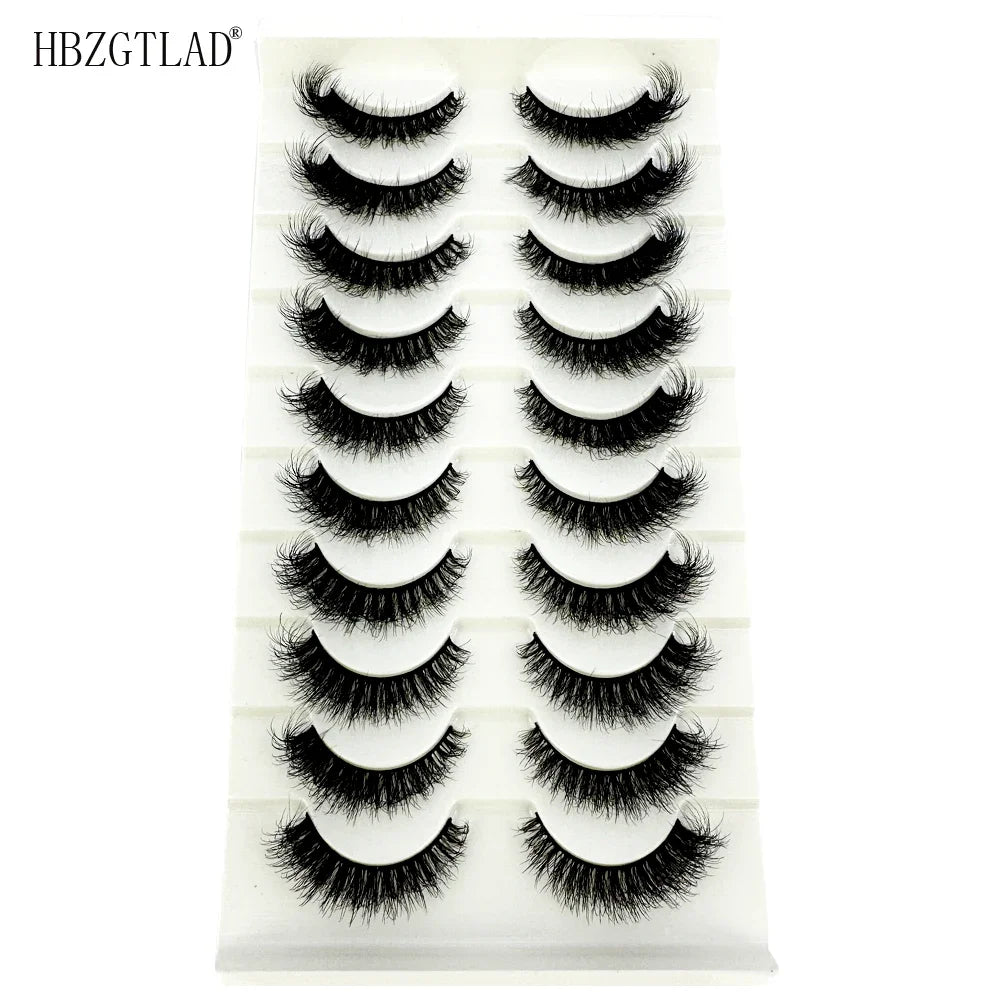 10 Pairs Fluffy Mink False Eyelashes - Natural Dramatic Look, Wispy & Long