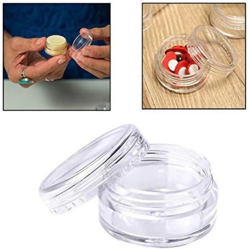 Set of 10 Clear Plastic Cosmetic Storage Containers with Lids - Portable Makeup Jars