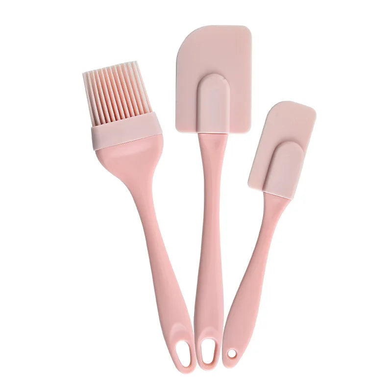 3-Piece Silicone Baking Spatula Set with Oil Brush for Cooking & Baking
