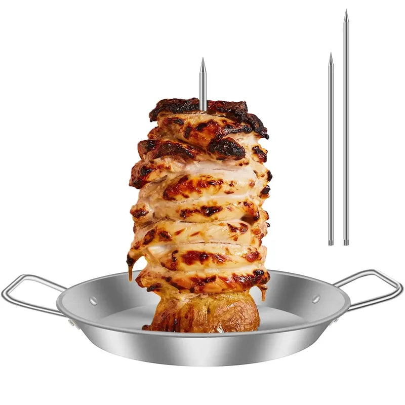 Stainless Steel Vertical Meat Skewer Roasting Rack for Barbecue and Grilling
