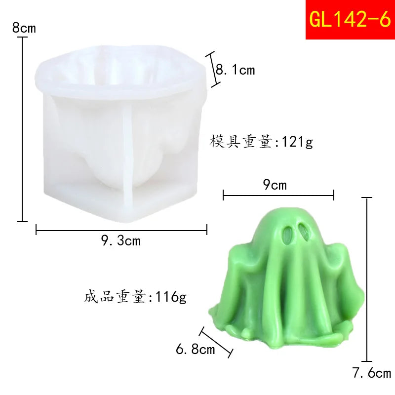 Halloween Ghost Candle Mold for DIY Pumpkin and Ghost Decorations, Silicone Craft Kit