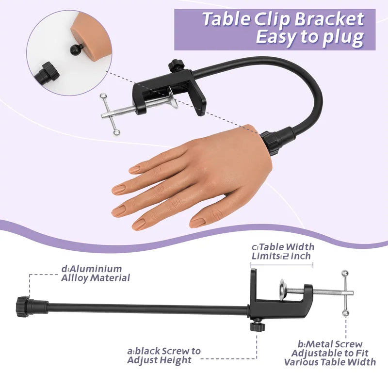 Practice Hand for Acrylic Nails - Silicone Flexible Fingers, Reusable Nail Training Tool