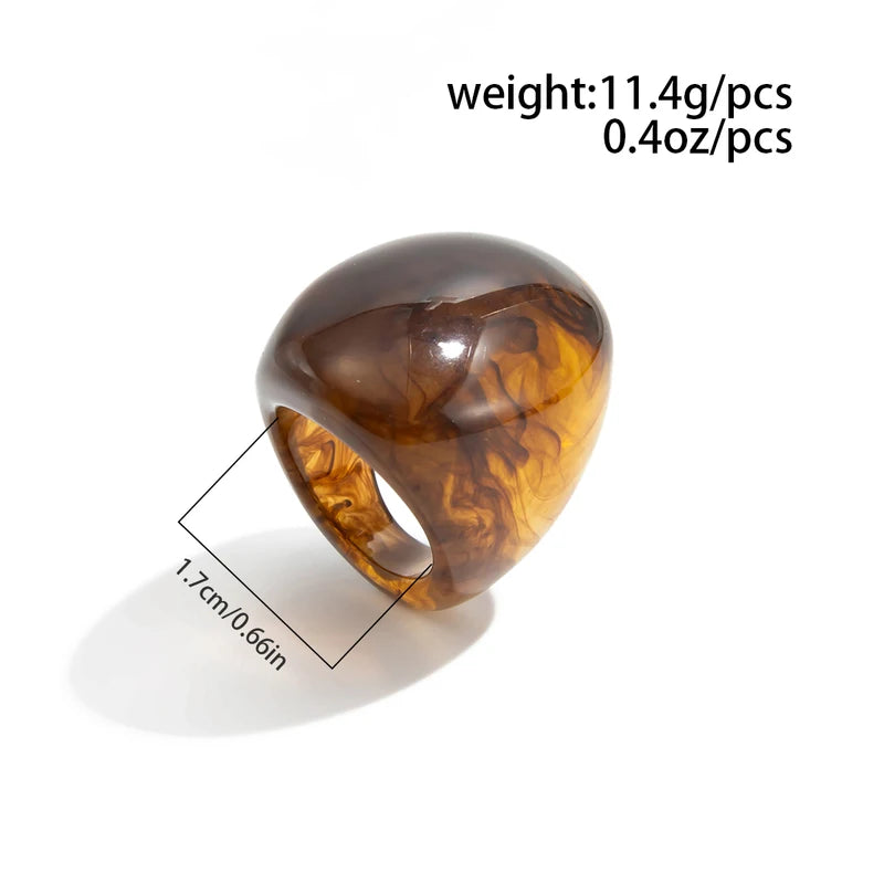Multicolored Resin Big Finger Rings for Women - Boho Y2K Trend Jewelry