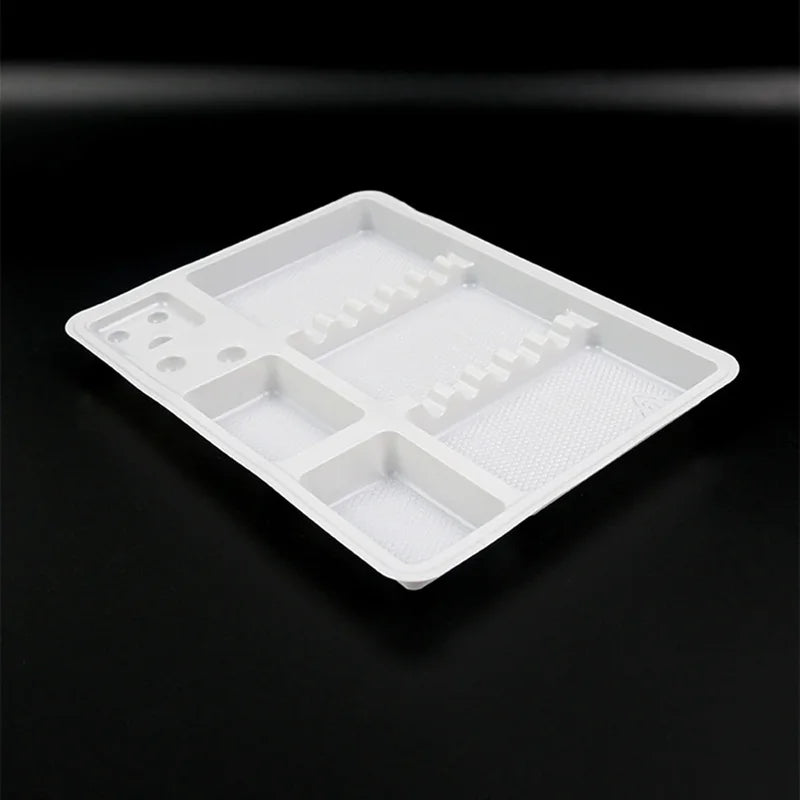 Disposable Dental & Makeup Organizer Trays - PVC Plastic Storage Plates, 50 Pcs