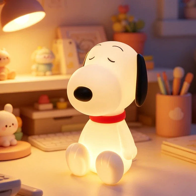 Snoopy Night Light Dimmable Bedside Lamp Cartoon Bedroom Decor Rechargeable Timer Cute Gift