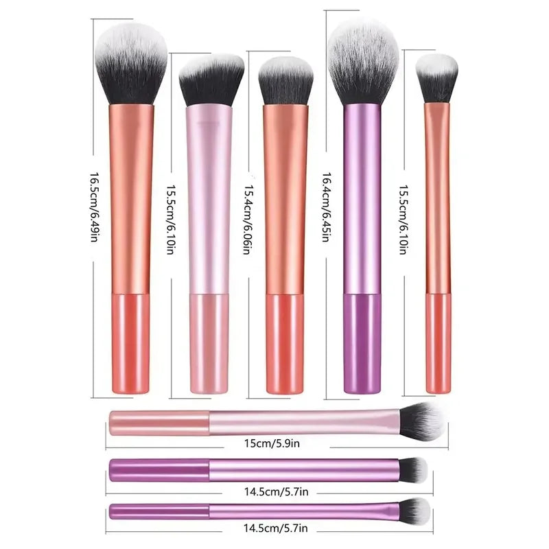 7-Piece Makeup Brush Set with Synthetic Hair - Easy to Clean & Professional Finish