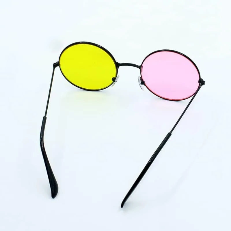 Anime Cosplay Glasses - Yellow Pink Round Frame Sunglasses for Halloween & Costume
