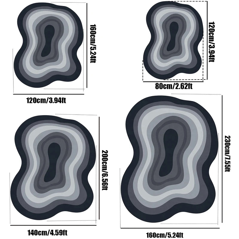 Large Irregular Area Rug with Non-Slip Backing for Living Room Bedroom Home Decor