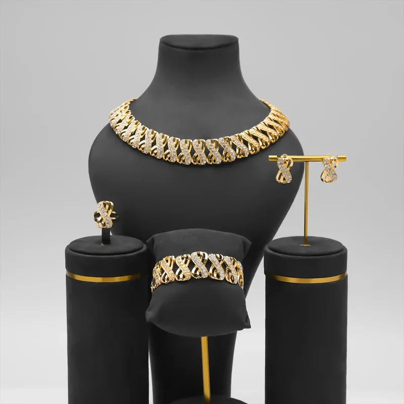 Gold Plated Jewelry Set for Women Dubai African Bridal Wedding Accessories