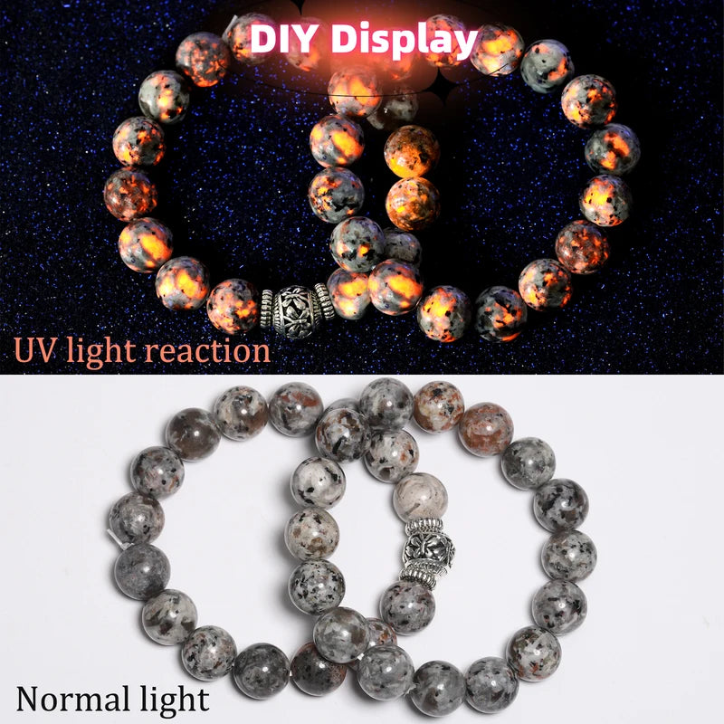 Natural Flame Yooperlite Bead Set for Jewelry Making - Loose Round Spacer Stones