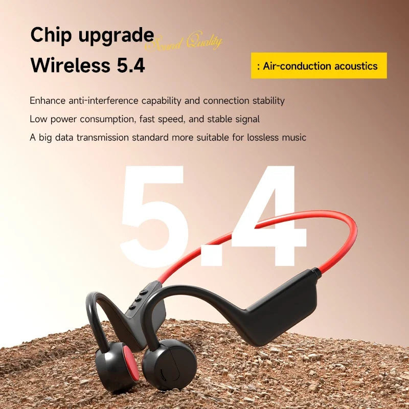 Wireless Bone Conduction Headphones Waterproof Sports Earbuds Bluetooth 5.4 with Mic