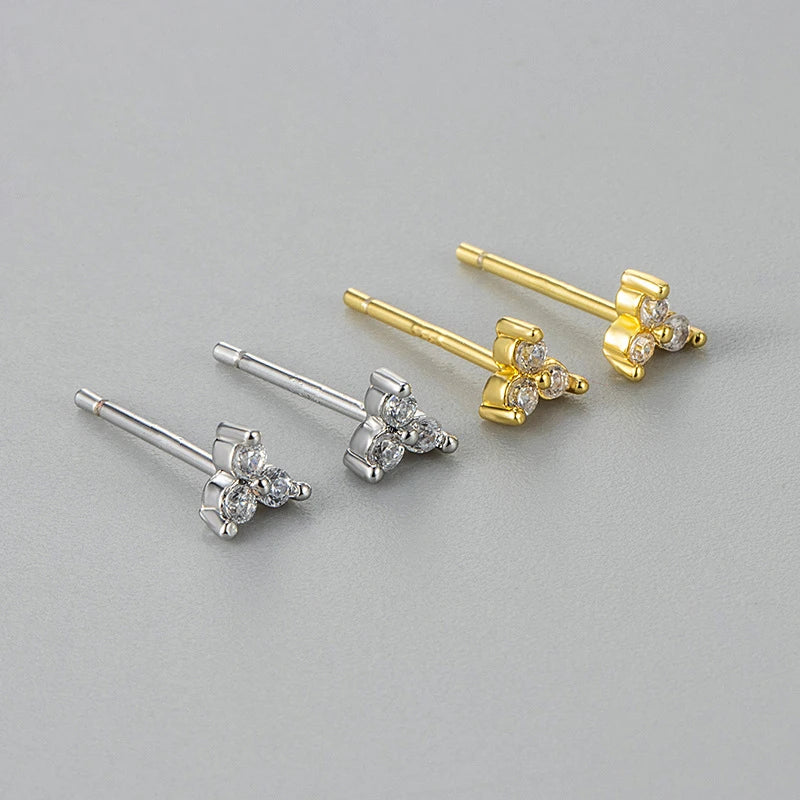 4-Pack Gold Plated Flower Round Piercing Earrings Set for Women Jewelry