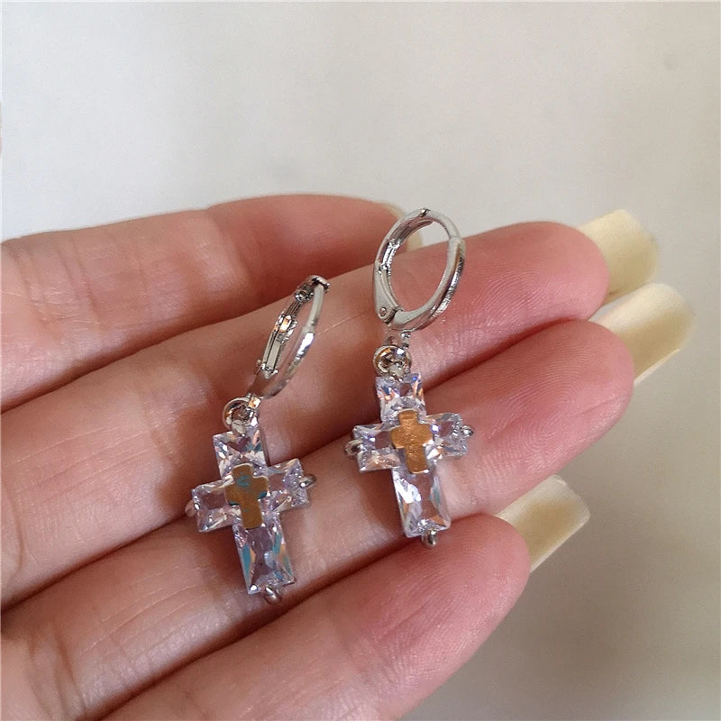 Goth Y2K Vintage Sun Moon Star Heart Pendant Earrings for Women - Scene Accessories