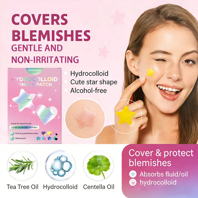 Hydrocolloid Acne Patch Set for Clear Skin - Waterproof & Invisible, Suitable for All Skin Types