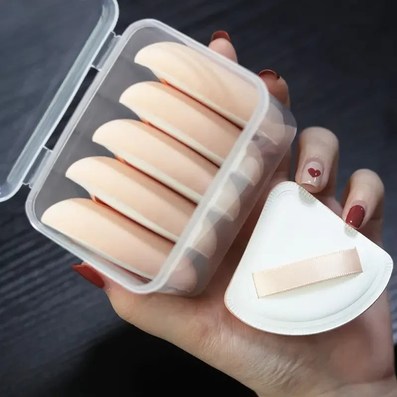 5pcs Portable Makeup Powder Puff Set Drop Shape Blenders for Travel & Beauty